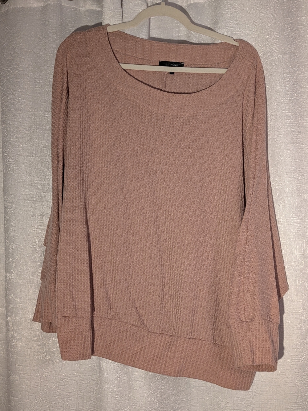 ANDREE BY UNIT Blush Waffle Knit Scoop Neck Top
